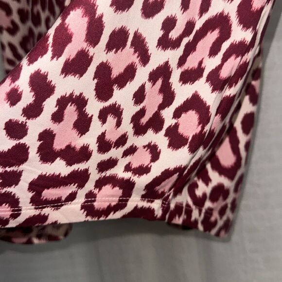kateβspade M Blush Pink Burgundy Leopard Animal Print Short Sleeve Pants PJ Set - Picture 6 of 12